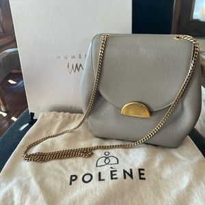 Authentic Polène Numéro One Mini Grey Leather Bag